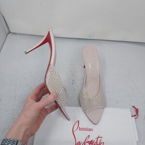 Christian Louboutin Leche Pink Apostropha Strass Mesh Heel Sandal